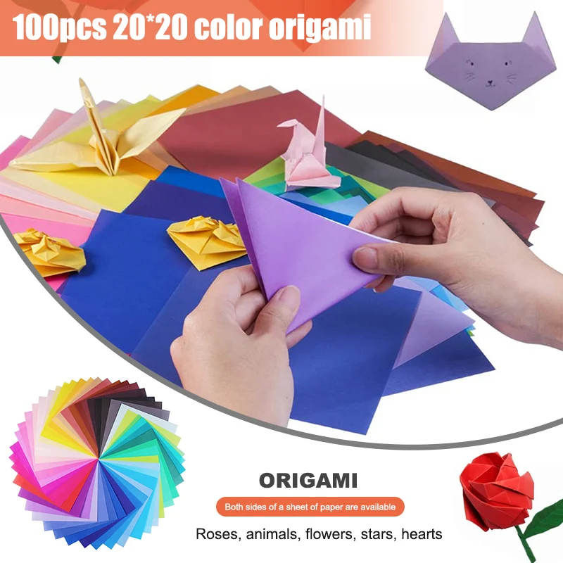 

Hot 100 Sheets Origami Paper 20x20cm 8 inch Vivid Colours for Arts Crafts Projects Drawing Paper Art Paper For DIY PUO88