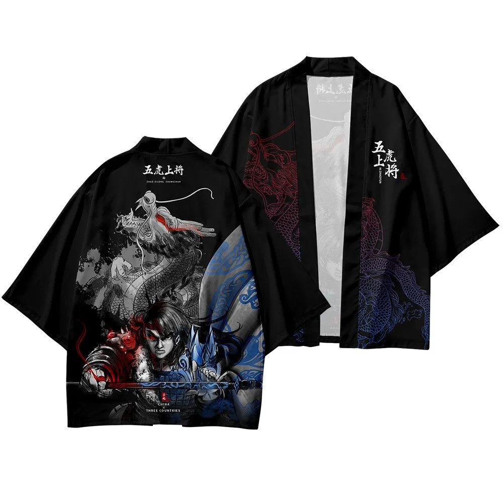 Chinese Style Print Men Kimono Cardigan Set Plus Size Male Yukata Samurai Clothing Casual Loose Streetwear Jacket Pant Suit 6XL