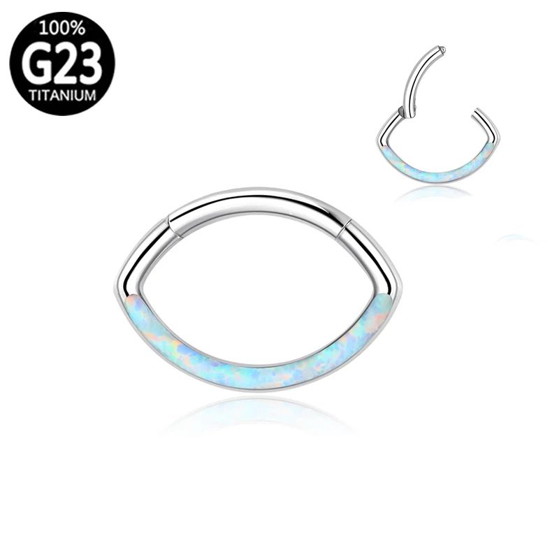 

New 2021 G23 Titanium Opal Septum Hoop Eye Nose Ring Lip Piercing Earrings Body Jewelry Cuff Ear Perforated tragus Lips Helix