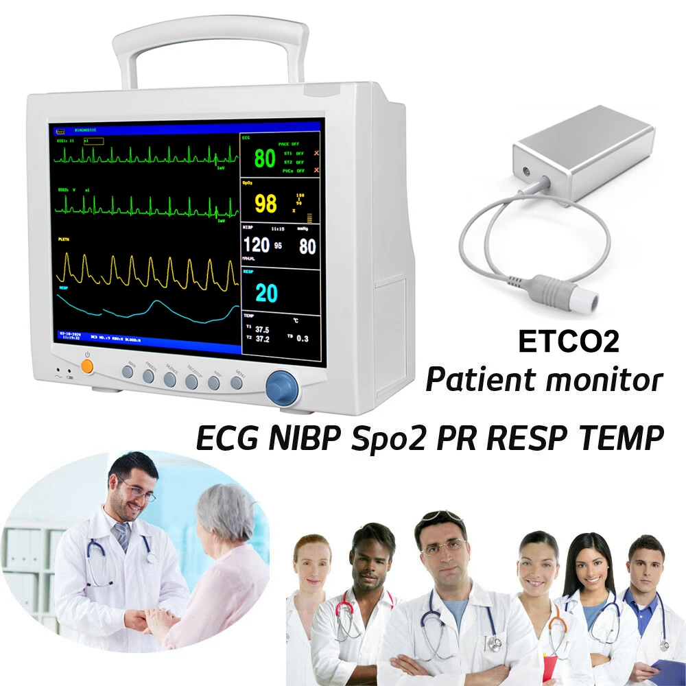 

CMS7000Plus 12.1" Touch Screen ICU Patient Monitor Vital Signs Monitor Multi Parameter ECG NIBP SPO2 PR RESP TEMP ETCO2 Machine