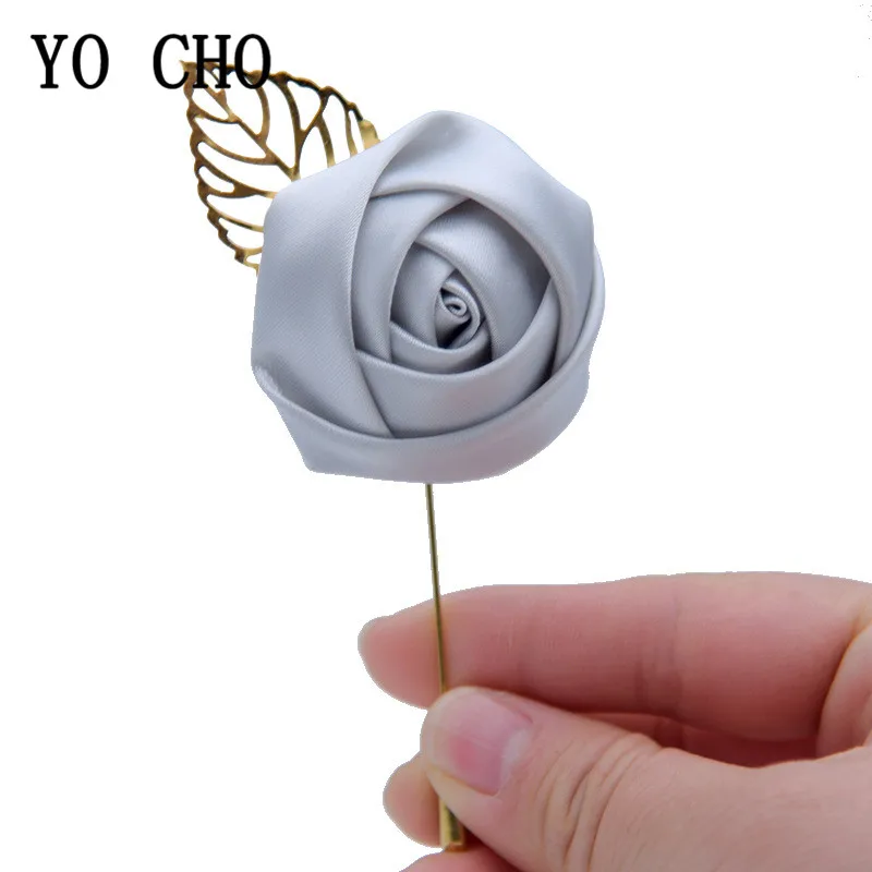 

YO CHO Boutonniere Buttonhole Man Corsage Pins Silk Roses Groom Boutonniere Men Wedding Witness Wedding Boutonniere Flowers Prom