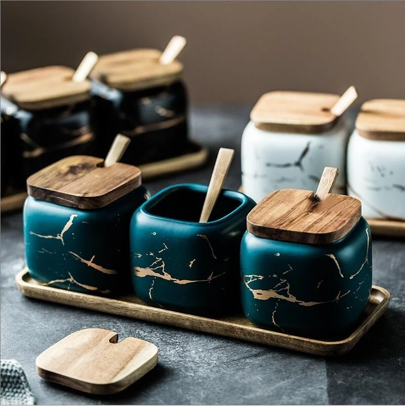 

Household Kitchen Seasoning Tools Phnom Penh Celadon Seasoning Pot Salt Pot Sugar Bowl Three Pieces Jarsfor Spices Small Jar New