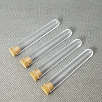 50pcs 12x75mm transparent plastic test tubes with corks party candy bottle with round bottomwedding gift vialbath salt vials
