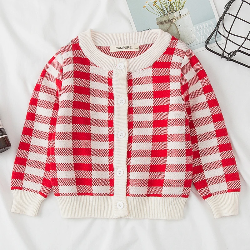 Новинка Осень-зима 2020 кардиган в клетку для маленьких мальчиков и девочек пальто