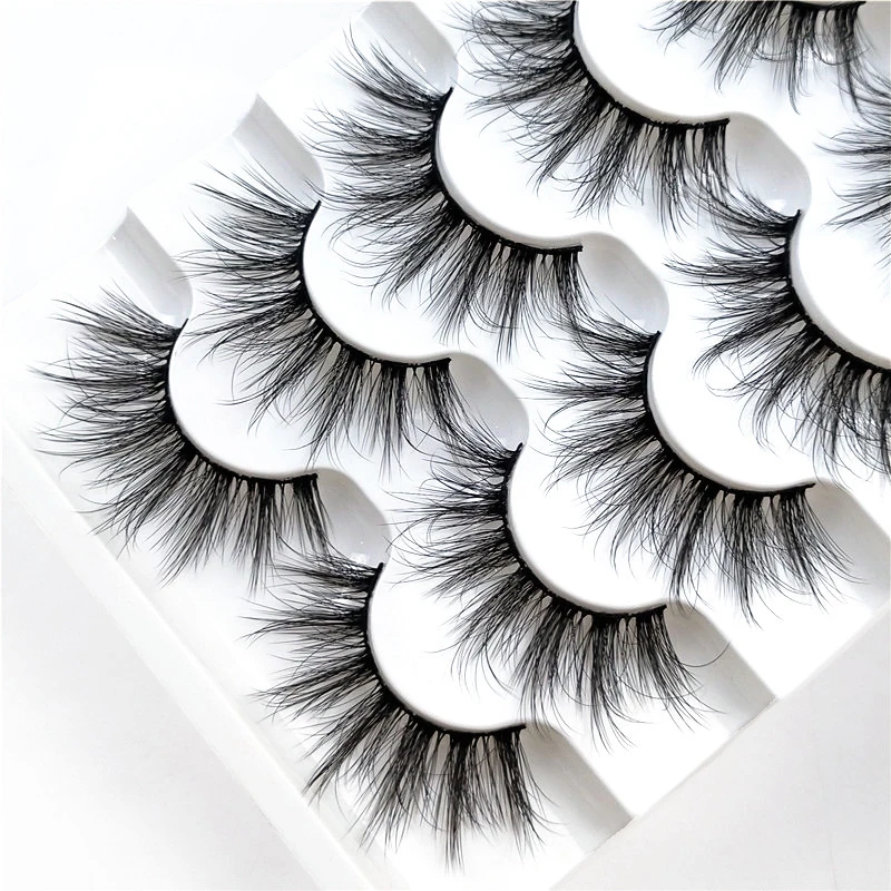 

5 Pairs 6D Faux Mink Hair False Eyelashes Natural Long Wispies Lashes Handmade Cruelty-Free Criss-Cross Eyelashes Makeup Tools