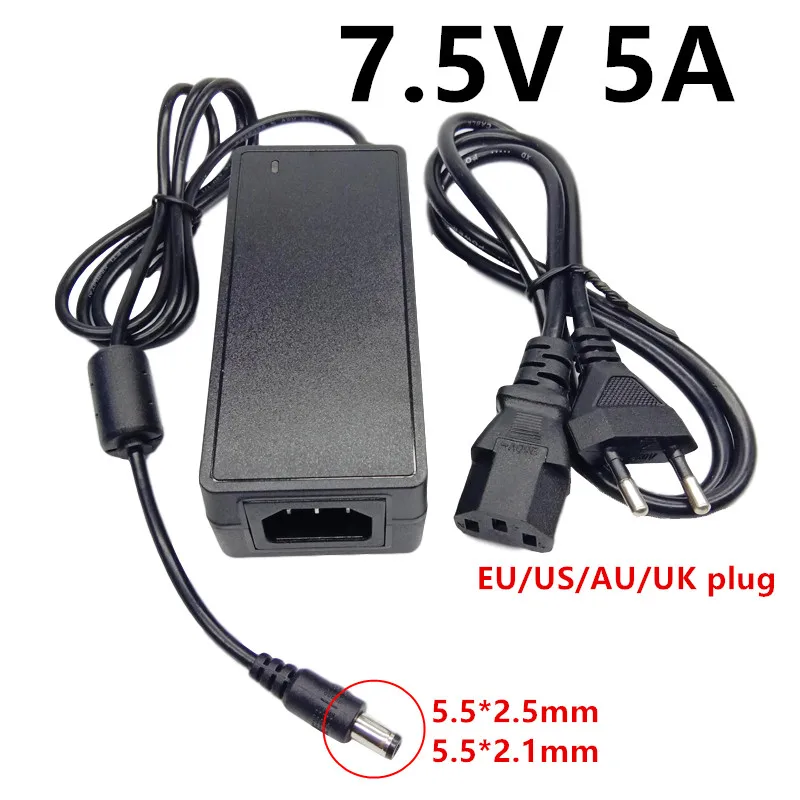 

7.5V 5A AC DC Universal Power Adapter Adaptor 7.5 Volt Switching Adaptador 7.5 V 5.5x2.5mm EU US UK AU Plug 5.5*2.5MM