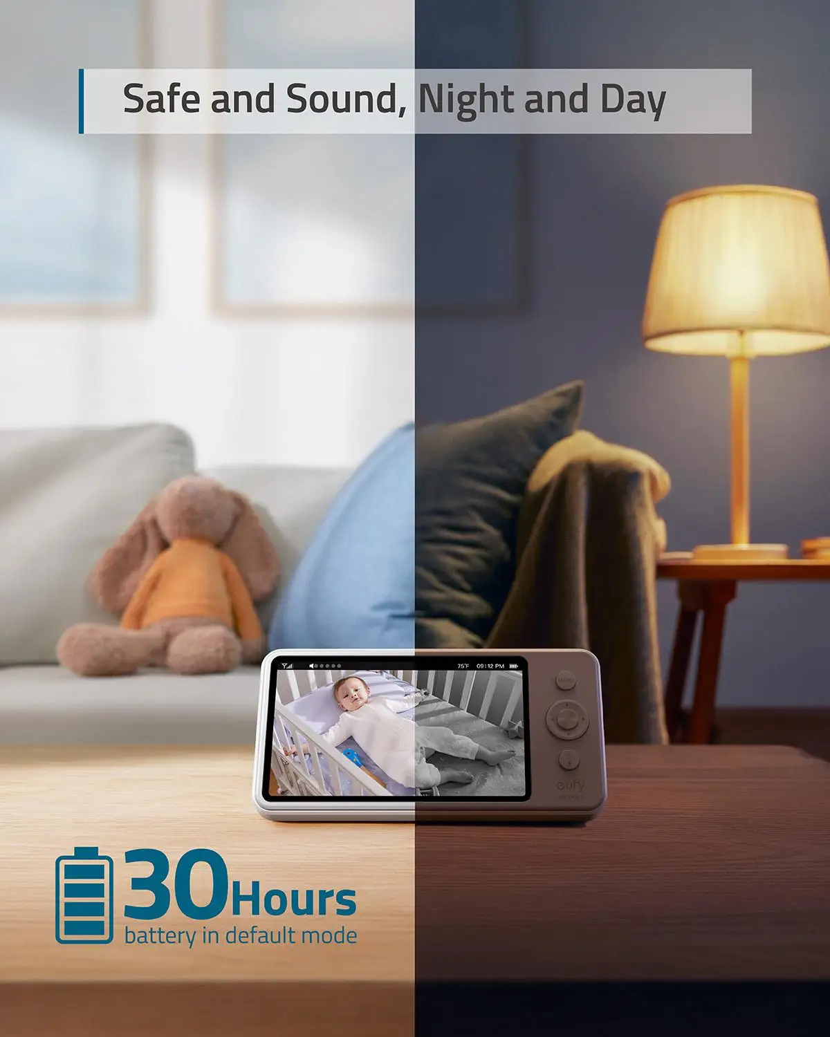 Видеоняня eufy Security разрешение 720p большой 5-дюймовый дисплей аккумулятор 5200 мАч