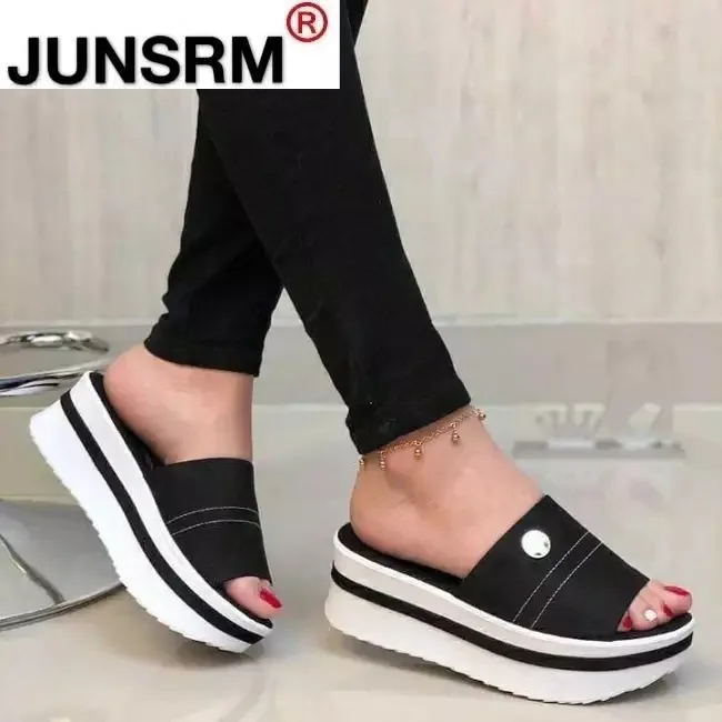 

Summer Women's Casual Sandals Fashion Solid Thick Bottom Female Outdoor New Slippers Comfortable Plus Size Ladies Sandals