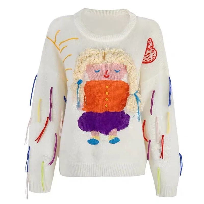 

Свитер женский весенне-осенний свободный с мультяшными кисточками