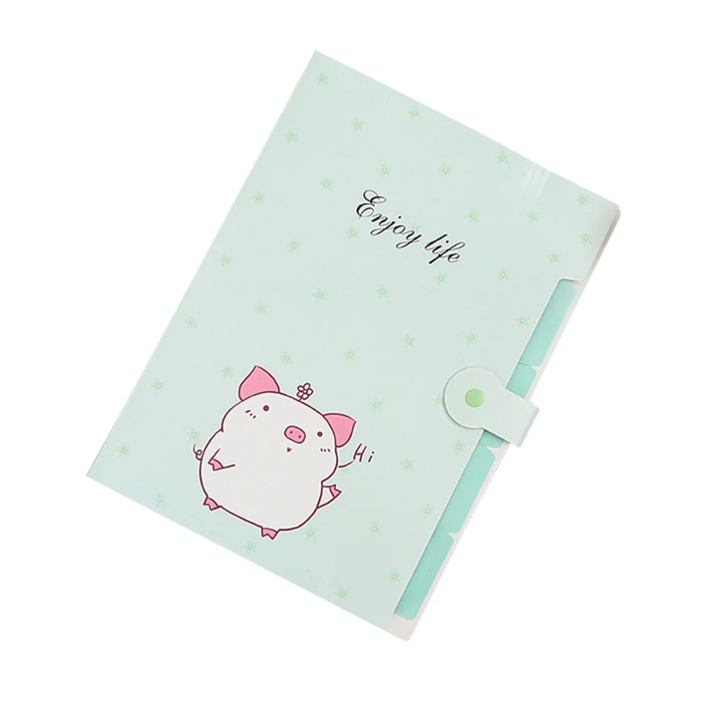 

A4 Expanding File Folder Cartoon Document Holder Package Storage Folder for Students Office Supplies (Green)