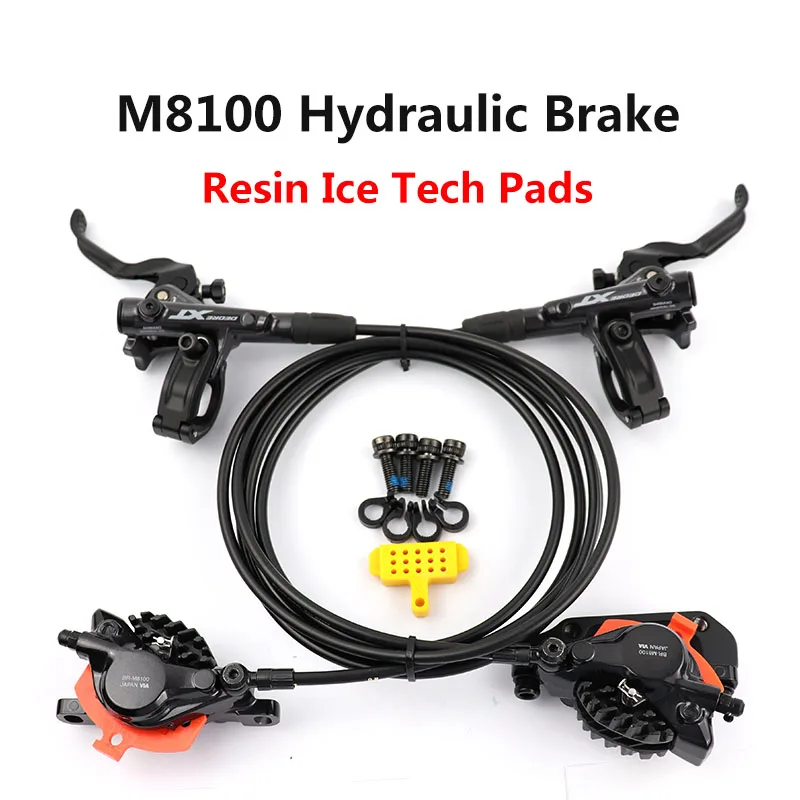 Resin Ice Tech Pads Shimano Deore XT M8000 M8100 дисковый тормоз Горный велосипед гидравлический дисковый Тормоз MTB ICE-TECH левый и правый 800/850/900/1400/1500/1600 мм - Цвет: Resin Ice Tech Pads