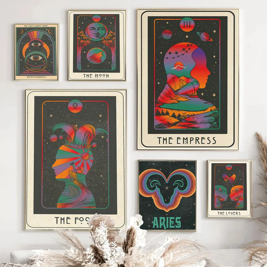 

Psychedelic Body Mushroom Tarot Trippy Abstract Wall Art Canvas Painting Nordic Posters Prints Wall Pictures Living Room Decor