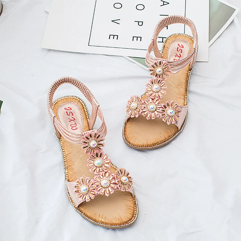 Женские босоножки с кристаллами в европейском стиле Сезон лето Новинка 2020 года