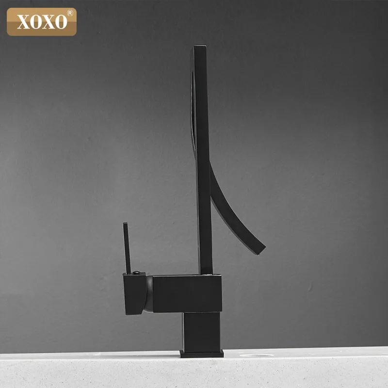 XOXO Kitchen Faucets Black Single Handle Tap Hole Swivel 360 Degree Water Mixer 83045 | Обустройство дома
