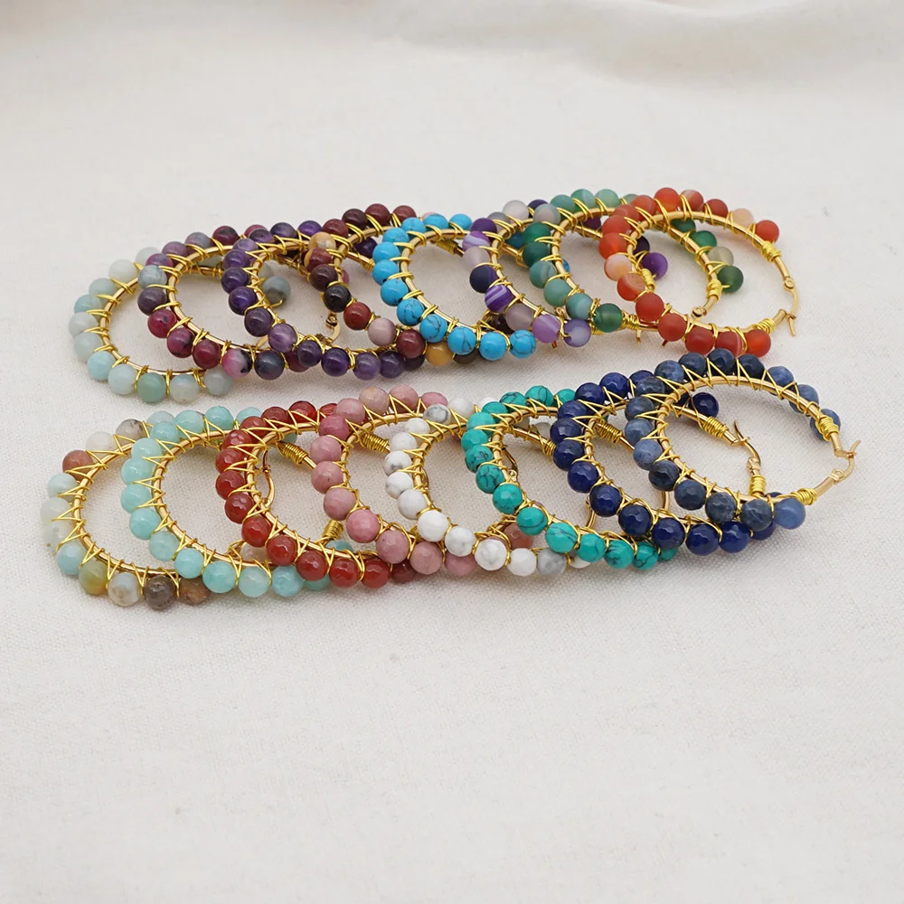 Новинка модное женское кольцо Go2Boho с натуральным камнем серьги-кольца большого
