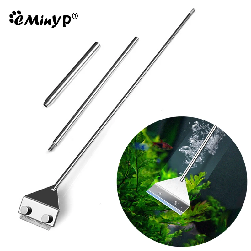 

Aquarium Algae Scraper Blade Stainless Steel Long Handheld Fish Tank Aquatic Water Live Plant Grass Cleaning Multi-Tool