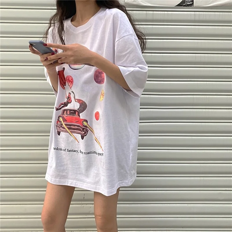 

New Short-sleeved Women's T-shirt Cotton Summer Loose Printing Comfortable Fashion Tshirt Casual Round Neck T Shirt