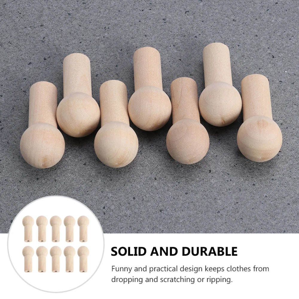 

10pcs Wooden Pegs Simple Doll Pegs with Screw Nut Hook Hanger Accessories