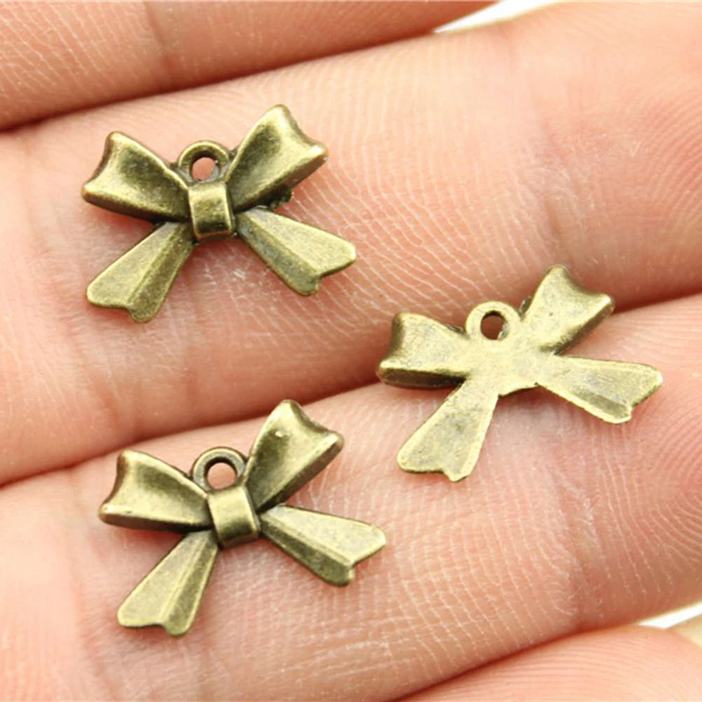 

20pcs 10x14mm 2 Colors Antique Bronze Plated Bow Charms Tiny Bow Charms Bow Charms