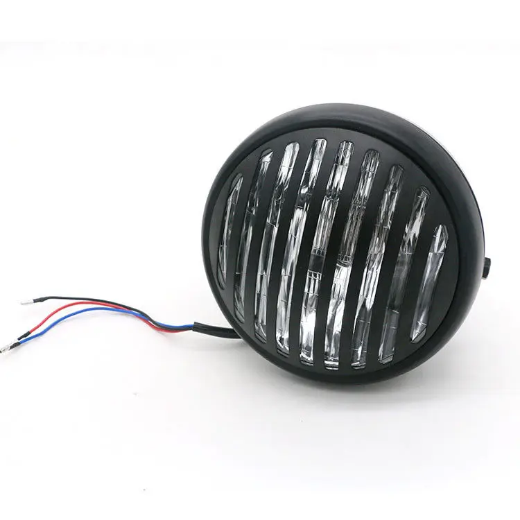 

Retro Vintage Side Mount Black Grill Motorcycle Headlight For Cafe Racer Choppers CB