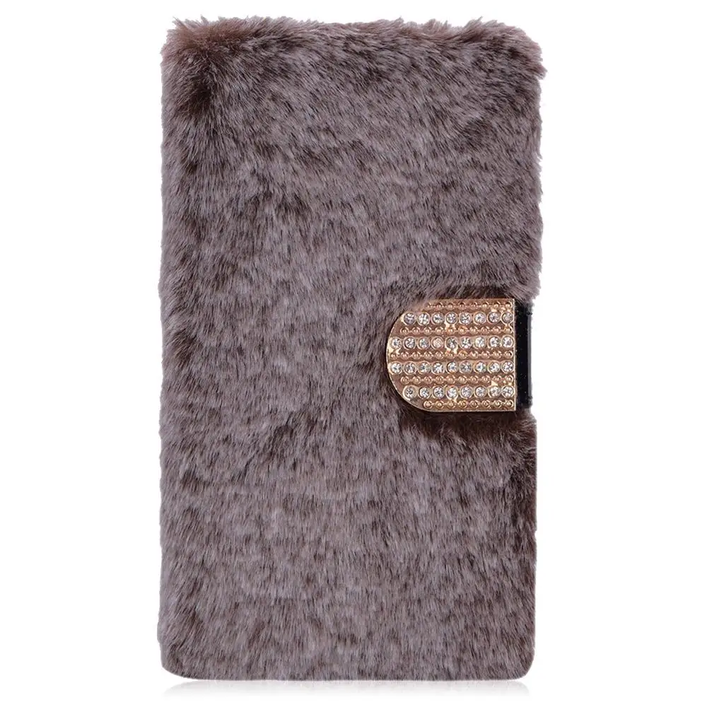 brown LAPOPNUT Роскошный кожаный чехол-книжка с теплым мехом для samsung Galaxy J6 Plus J4 J3 A5 A8 A7 A6 - Цвет: brown