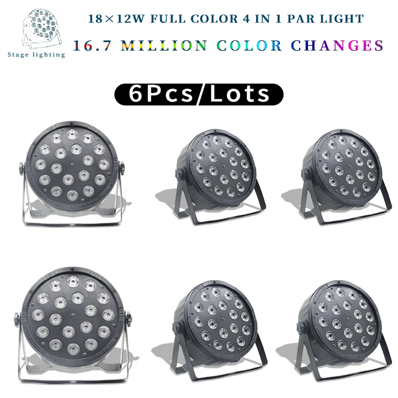 

6 шт./лот 18x12 Вт пульт дистанционного управления Светодиодный светильник RGBW 4 в 1 18*12 Вт DMX512 Дискотека профессиональное сценическое оборудова...
