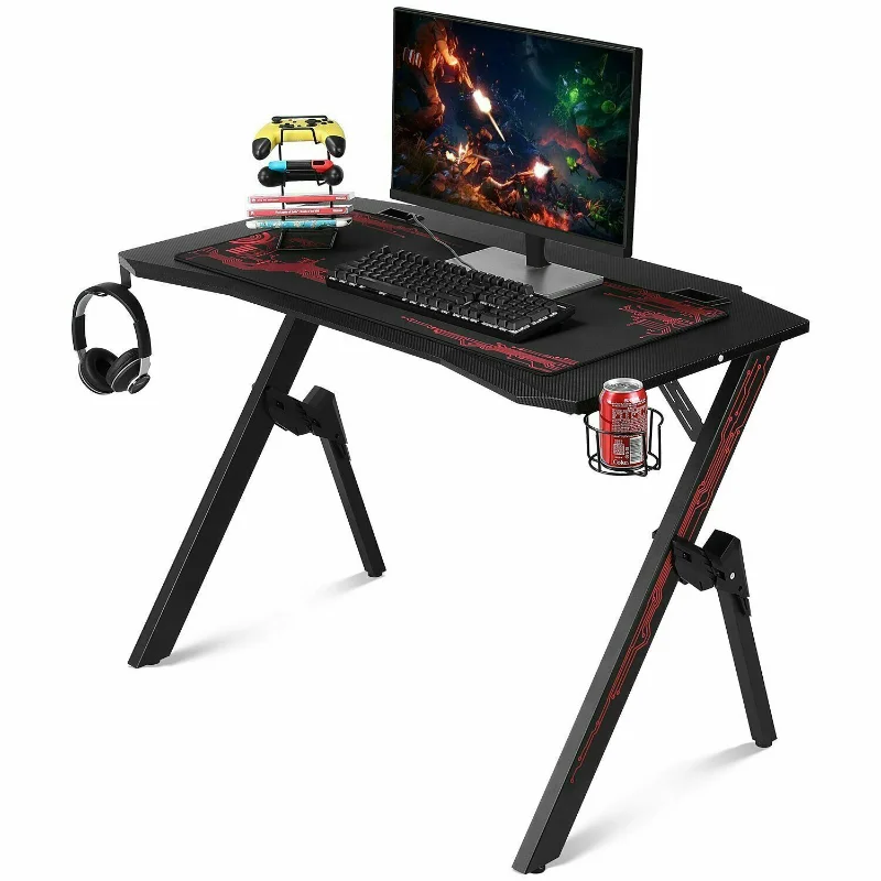 

43” Ergonomic Gaming Desk Computer Racing Style Table Gamer Workstation