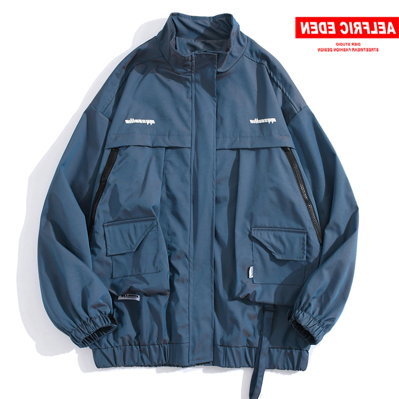 

Cargo Jackets Mens Hip Hop Multi-Pockets Tactical Streetwear Harajuku Full Zip Up Track Jacket Coats Outwear