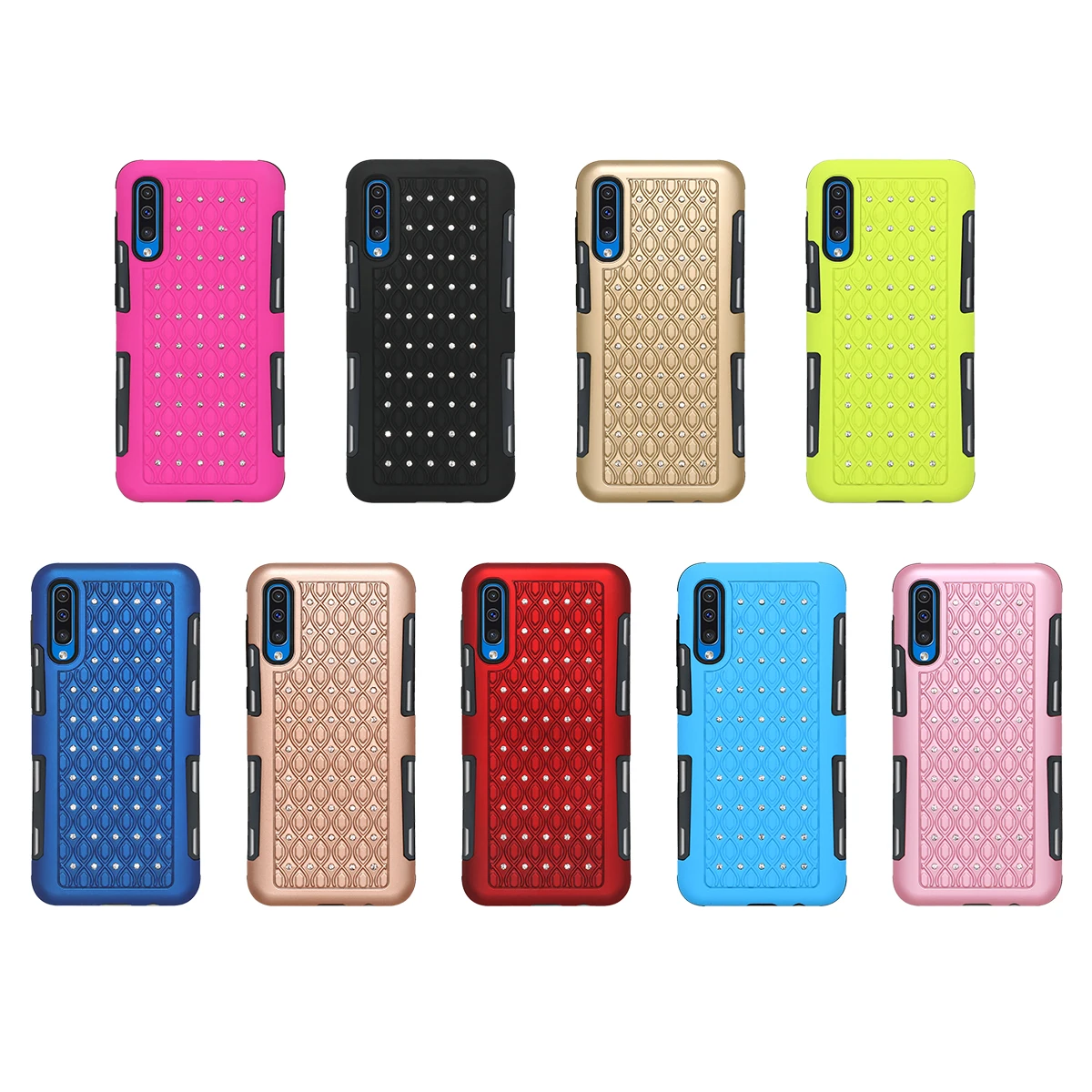 Glitter Rhinestone Case for Galaxy A50 A30S A20 A10 M10 Dual Layer Hybrid Shell Heavy Duty Protection Diamond Pattern Back Cover | Мобильные