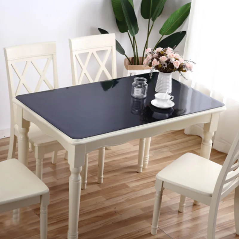 Толстая скатерть из ПВХ 1 6 мм черная матовая Водонепроницаемая для стола