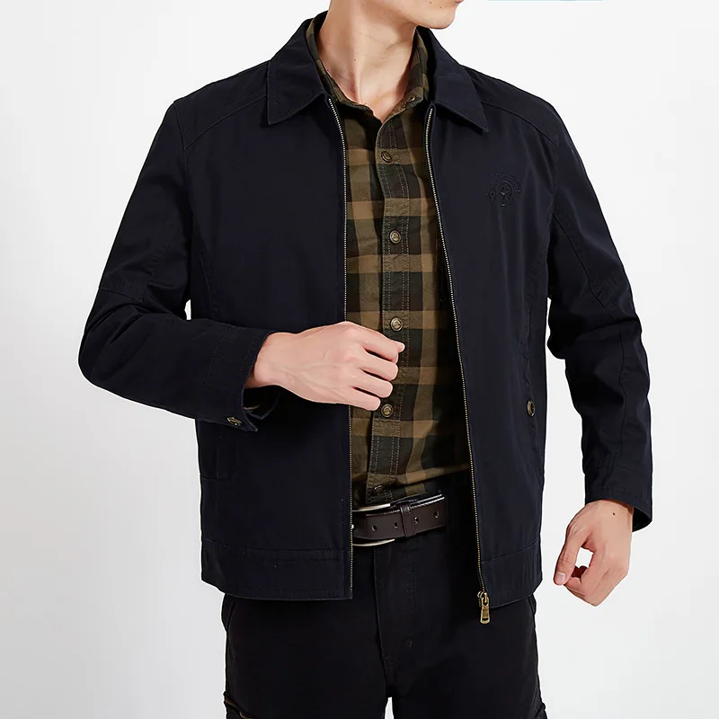 

2020 Autumn New Jacket Men Casual Solid Color Turn Down Collar Spring Coat Men Plus Size M-4XL Cotton Mens Clothing Veste Homme