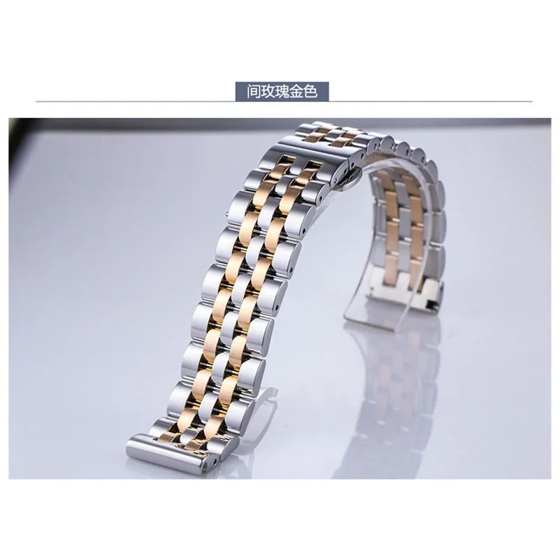 Flat and Curved End Watch Band 18 19 20 21 22mm 24mm 26mm Stainless Steel Watch Strap Butterfly Clasp Replacement Wrist Bracelet
