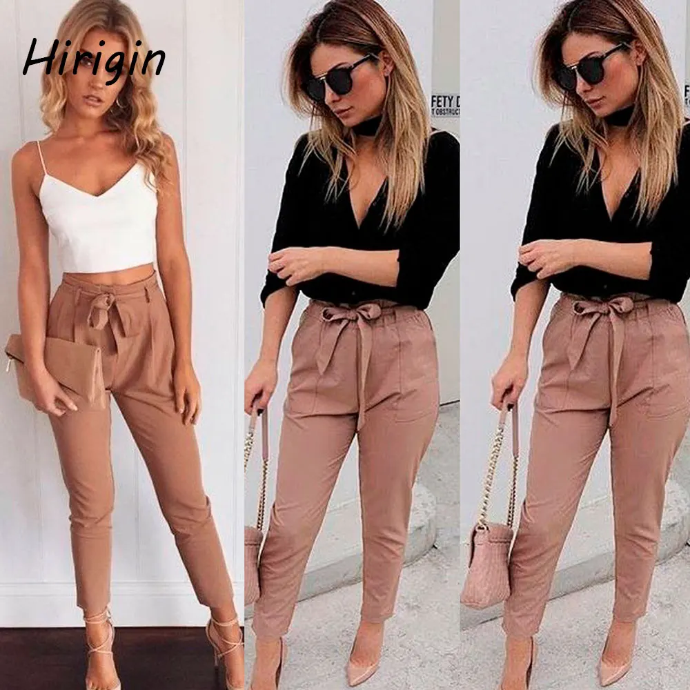 Женские эластичные длинные брюки-карандаш с высокой талией | Женская одежда