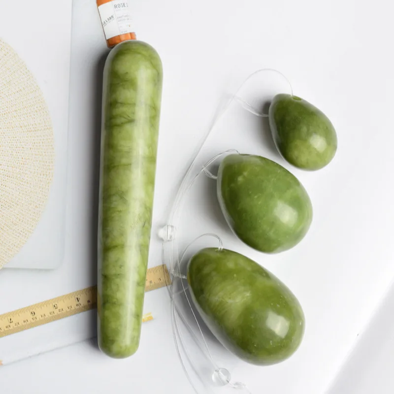 

Green Stone Yoni Egg Set Natural Jade Eggs Vaginal Muscles Tightening Ball Yoni Wand Jade Massager Crystal Kegel Eggs