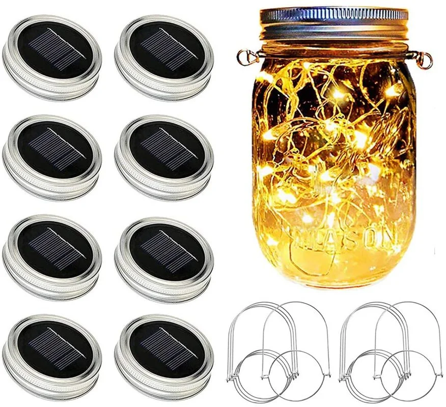 

2M 20LED Solar Mason Jar Lights Fairy Light with Hangers For Garden Decoration Christmas Lights For Wedding Outdoor Decoration