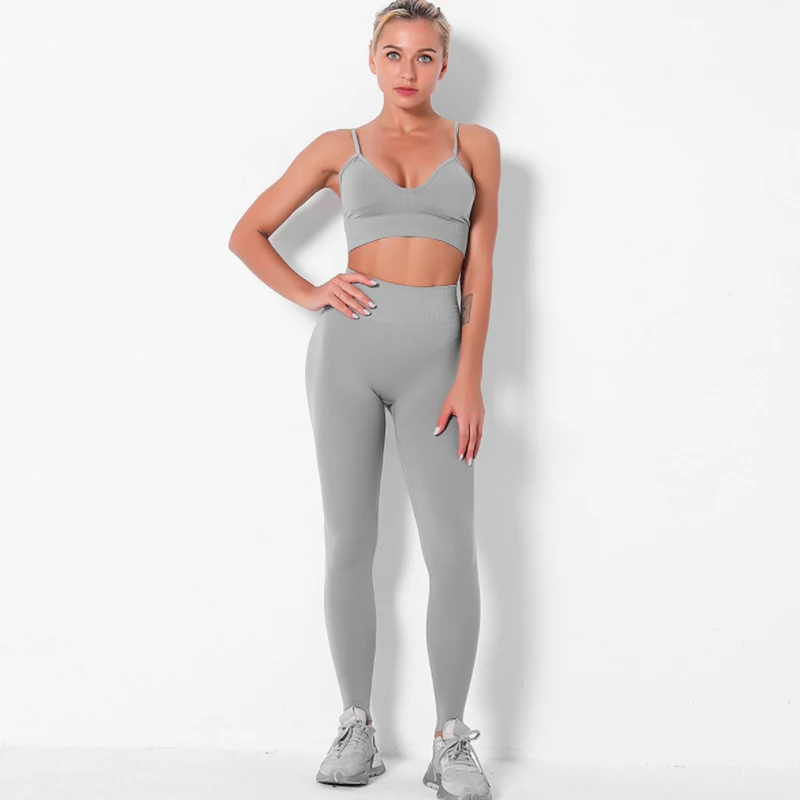 

2021 Stylish Tight Fitness Women Yoga Sets Sportswear Clothes Sports Bra