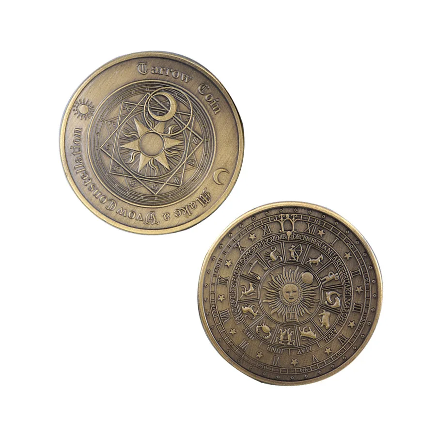 

Tarot Wishing Coin Lucky Constellation Commemorative Coin Divination Feng Shui Auspicious Finger Stress Relief Toy Home Decor