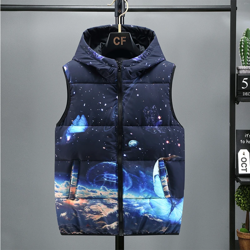 2021 new autumn and winter down cotton vest vest vest men's two-sided wear youth vest vest waistcoat men's coat