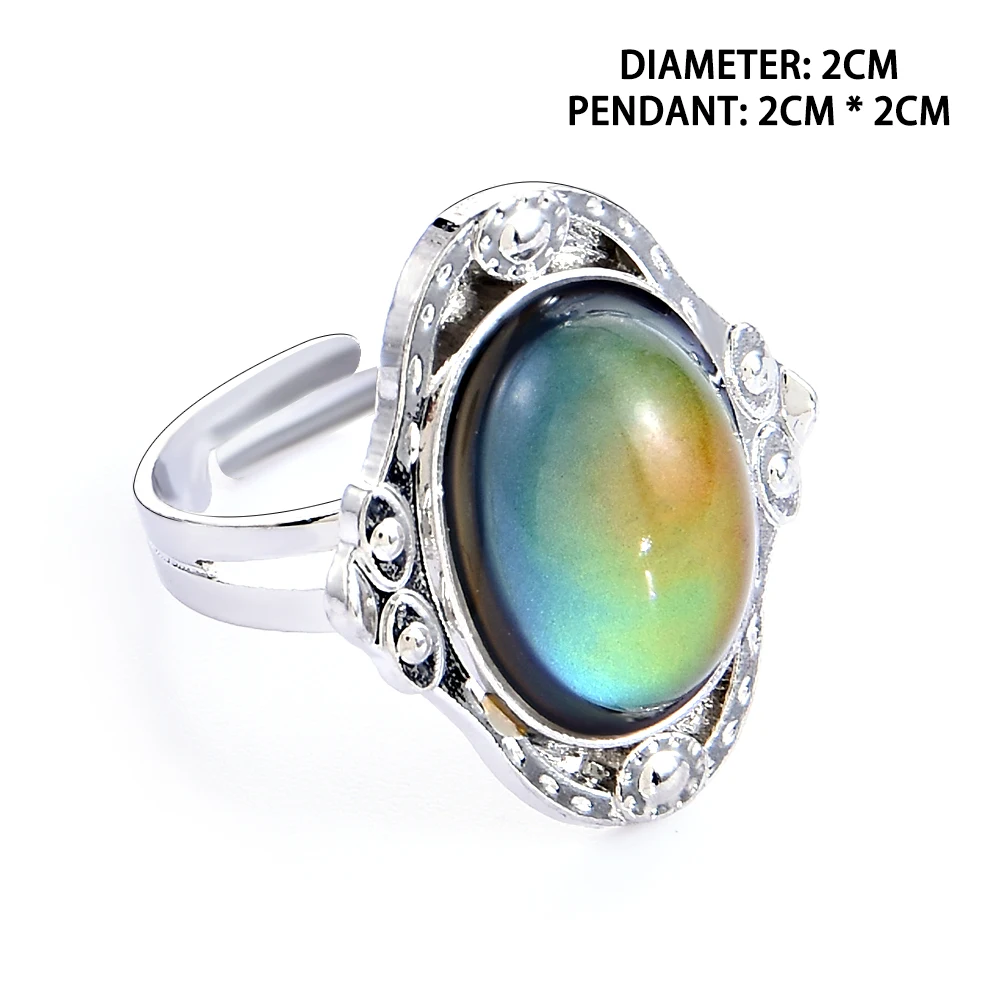 

2021 Vintage Retro Color Change Mood Ring Oval Emotion Feeling Changeable Ring Temperature Control High End Anniversary Gift