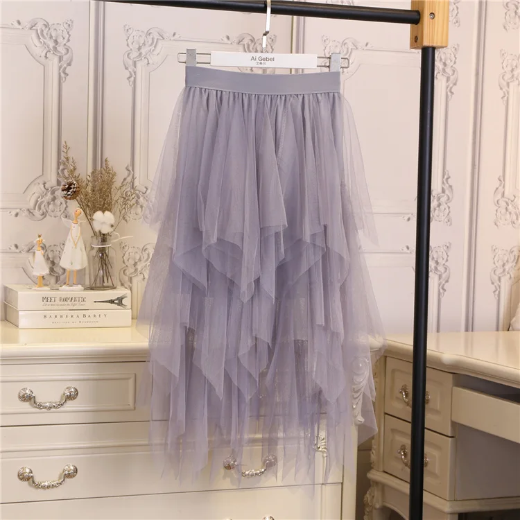 Женские фатиновые юбки, s Faldas Mujer Moda,, модные, эластичные, высокая талия, сетка, пачка, макси, плиссированная, длинная, миди, Saias Jupe, Женская юбка