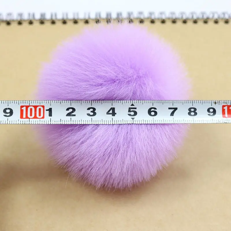 

2Pcs/Set 14 Colors 8cm DIY Fluffy Pompom Ball With Elastic Loop Rainbow Solid Color For Knitting Hat Shoes Scarves Bag F62D