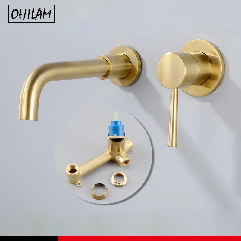 Матовый черный картина настенный кран Ванная комната для раковины носик твердая