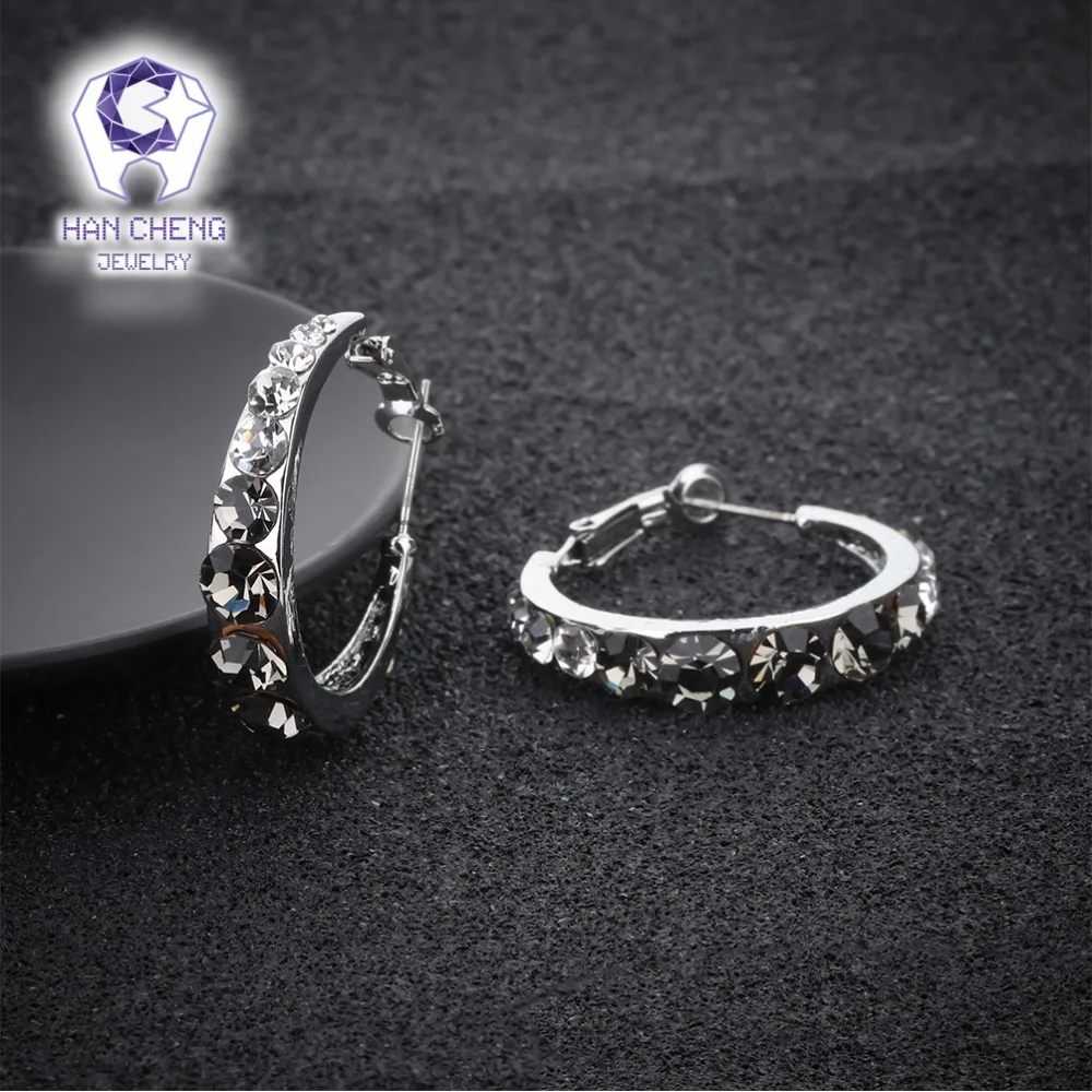 Новые модные очаровательные большие круглые серьги-кольца HanCheng с драгоценным