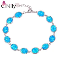 cinily created blue fire opal silver plated wholesale hot sell fashion for women jewelry chain bracelet 8 18 os455