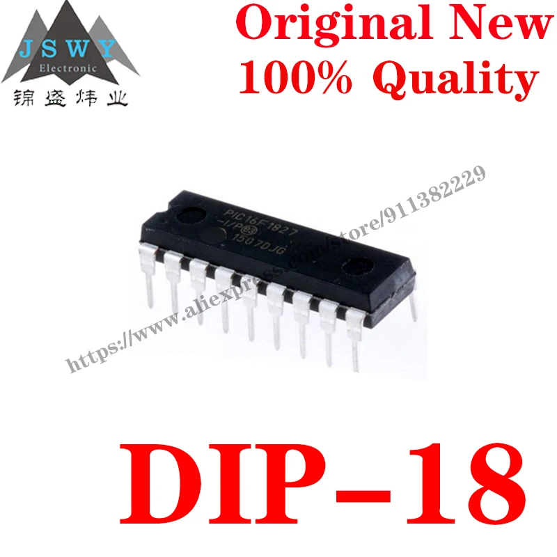 

10~100PCS PIC16F1827-I/P DIP-18 Semiconductor 8-bit Microcontroller -MCU IC Chip for module arduino Free Shiping PIC 16F1827-I/P