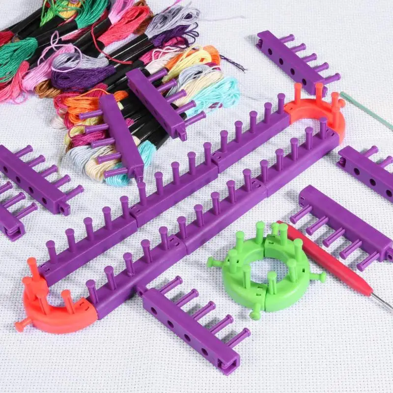 Knitting Loom DIY Spliced Braided Frame Child Educational Long Ring Set with Hook Needles Woven Scarves Hats Socks | Дом и сад