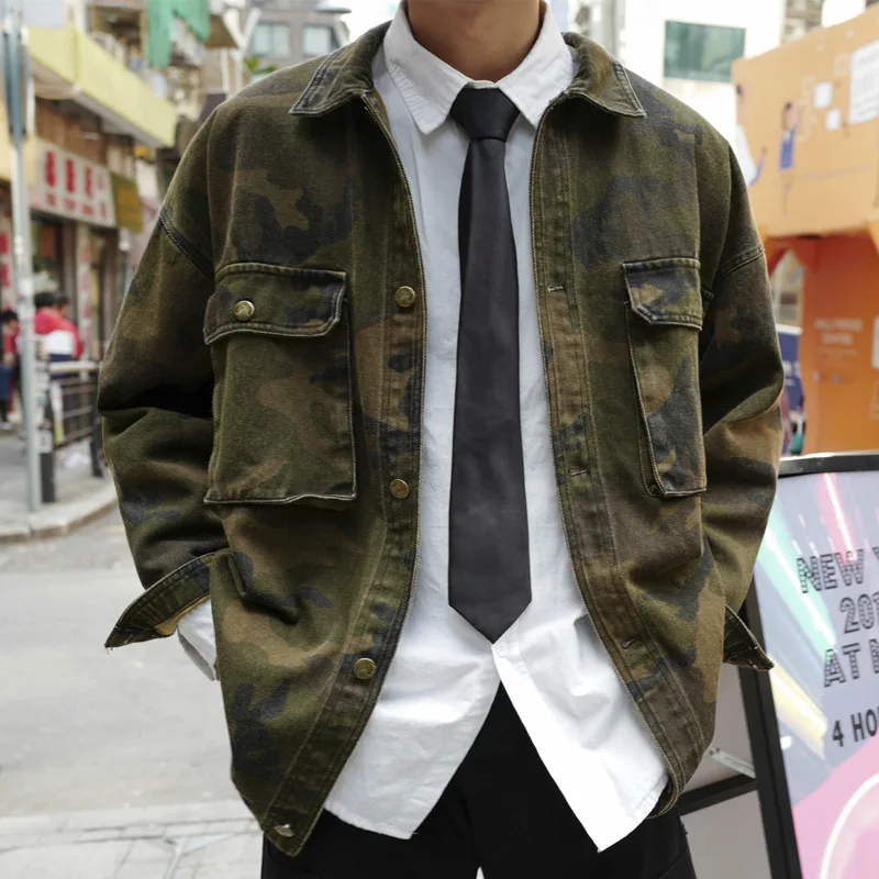 

Intfeday American Khaki heavy process wash camouflage jacket trendy men's spring tooling coat