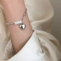 letter stitching chain love bracelet female girlfriends glossy heart shaped bracelet student simple jewelry luxury jewelry