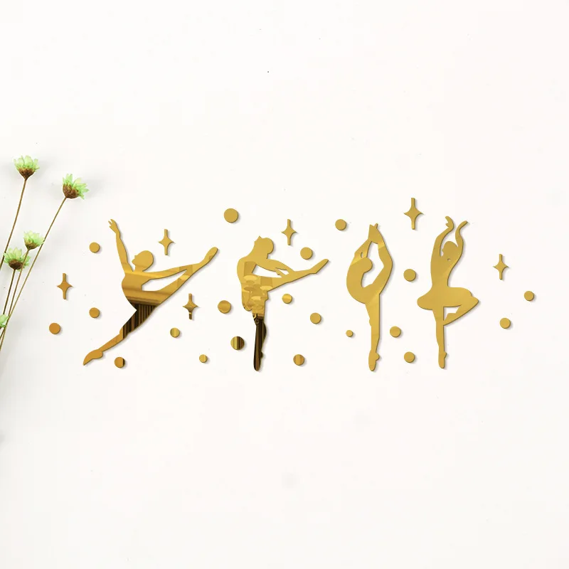 Танцовщица балета 3D зеркальные настенные наклейки для украшения дома DIY Декор