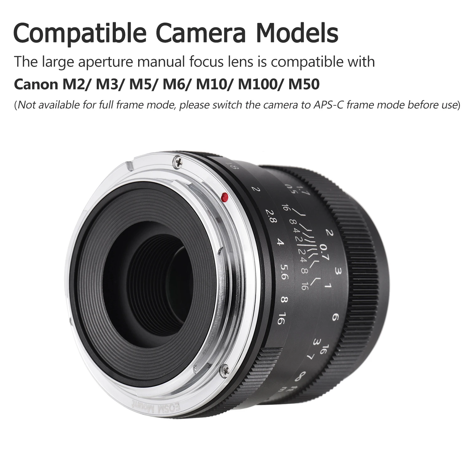 Andoer 50 мм F1.8 объектив цифровой камеры с большой апертурой для Canon M2/M3/M5/M6/M10/M100/M50 EOS-M